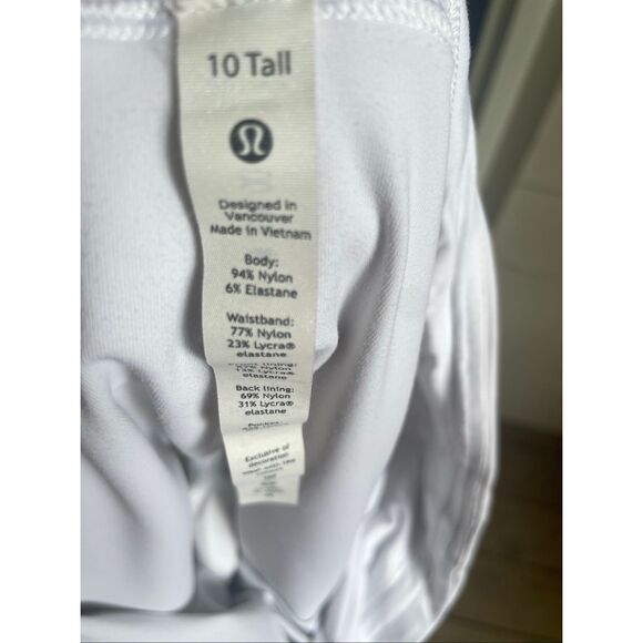 Lululemon Pace Rival Tall Tennis Skort White Size 10 Tall - Picture 11 of 16